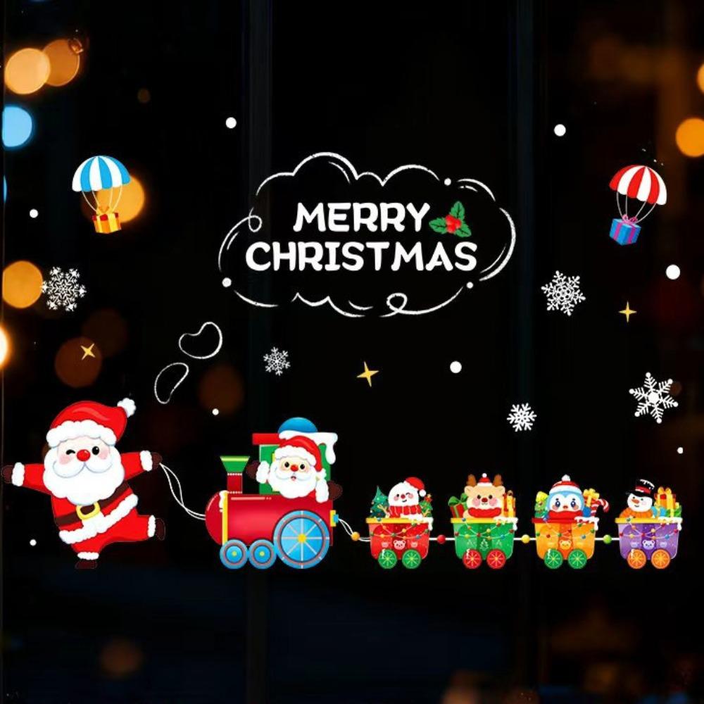 Santa Claus Christmas Tree Christmas Window Stickers Reusable Stickers Glass Stickers Christmas Wall Sticker PVC Electrostatic