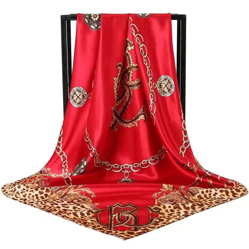 2024 Spring Leopard Print Women's Silk Scarf - 90cm Large Square Headscarf