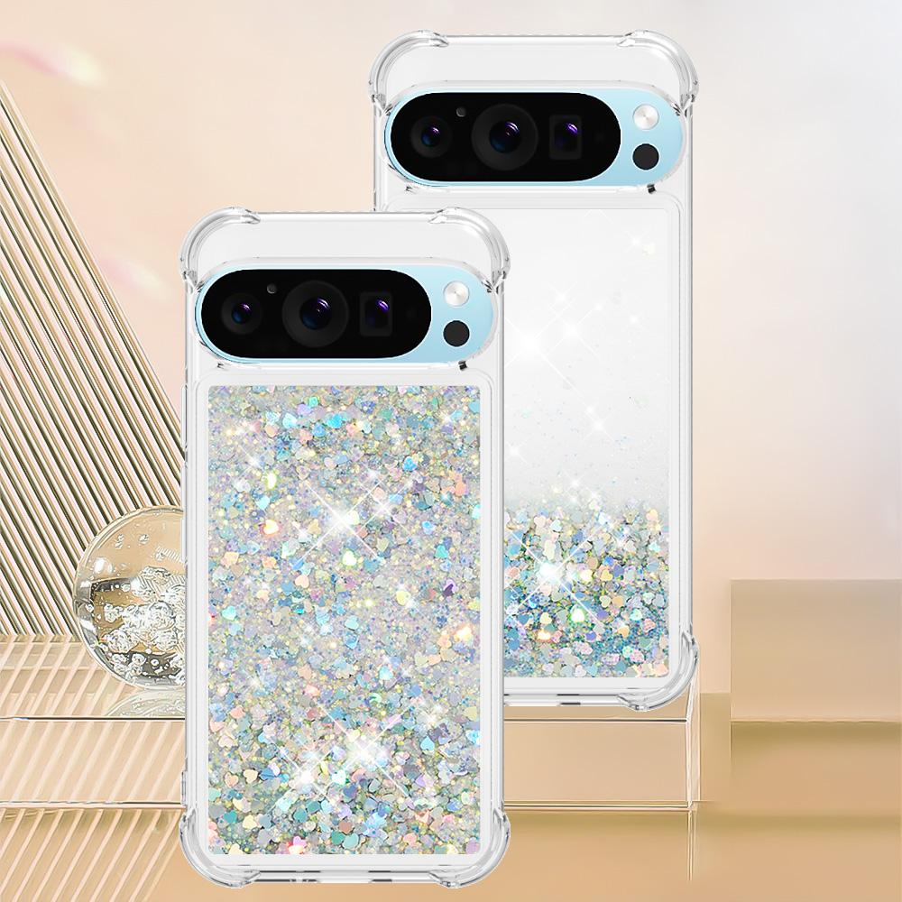 Bling Glitter Clear Liquid Quicksand Phone Case for Google Pixel 10 Pro XL 9 8 Pro 10A 9A 8A 7A Airbag Anti-drop Shockproof Protect Cover Funda