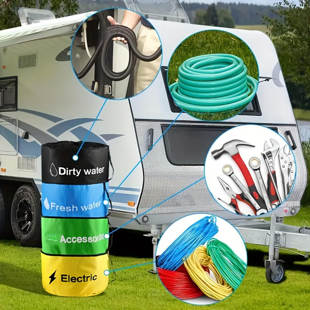 RV Water Hose Storage Bag Sewer Pipe Organizer 600D Oxford Cloth Wire Cable Storage Bag