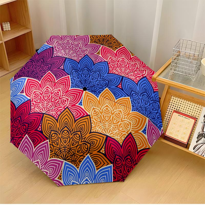 

10 Amazing Roses Theme Automatic Umbrella Compact 8-Rib Design Sturdy Construction Durable Everyday Carry Umbrella Stylish Accessory