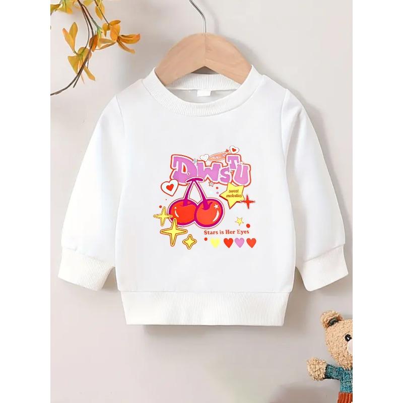 European sizes Adorable Cherry Print Sweatshirt for Kids, Designed for Infants Aged 0-3 Years, Perfect for Outdoor Wear