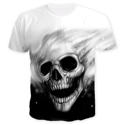 Letné mužské športové tričko s krátkym rukávom Punk Skull 3D Ohromujúce tričká s digitálnou potlačou lebky