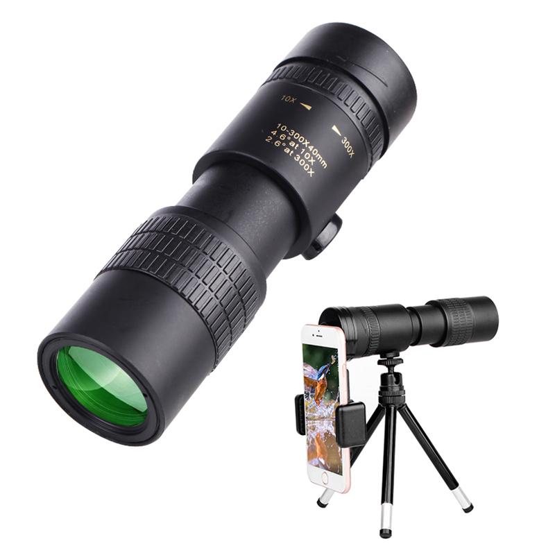 Monocolare Zoom 10-300x40 Con Teleobiettivo 4K E Treppiede, Per Birdwatching E Caccia, Impermeabile
