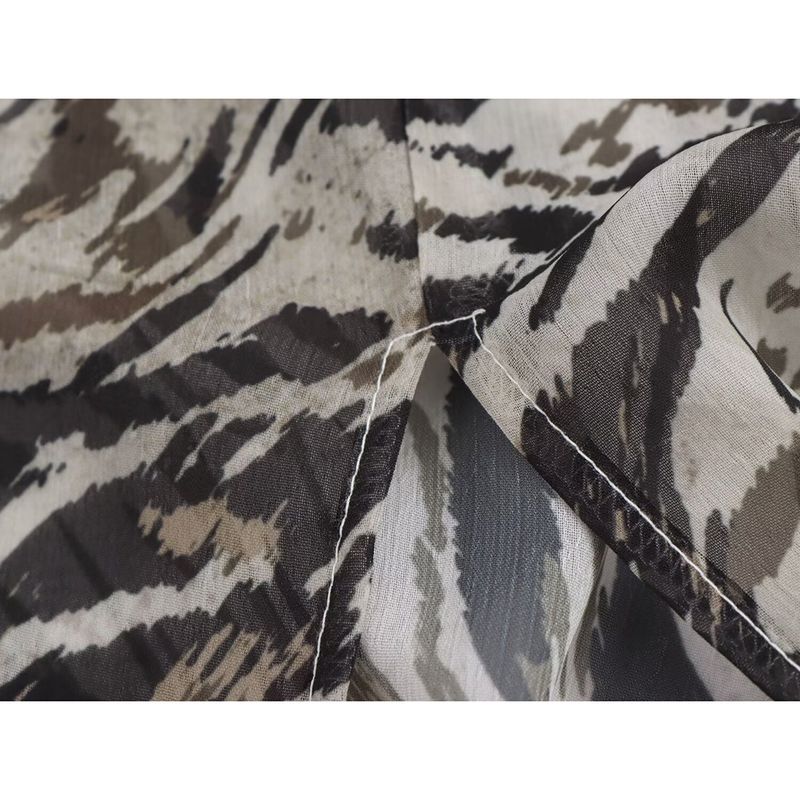 Kaslead New Arrival Women's Clothing Fashion Style Fashion Loose Animal Pattern V-neck Ruffled Long Sleeves Dress