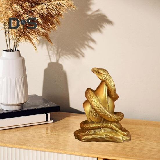 Zodiac Snake Ornament Resin Snake Figurine Tabletop Wealth Luck Snake Statue for Chinese New Year Home Office Decor