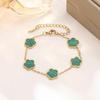 Women's Glossy Pearl Clover Jewelry Set: Bracelet, Necklace, Earrings, Ring