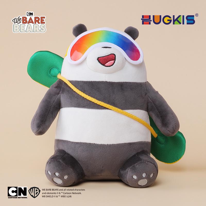 We Bare Bears Winter Skiing Plush Toy - Cute Skateboard Bear Ornament Officially Licensed