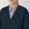 MUJI Men's Washable Wool Mid-Gauge V-Neck Cardigan, Dark Navy, Size AA0PHA4A, Size XS