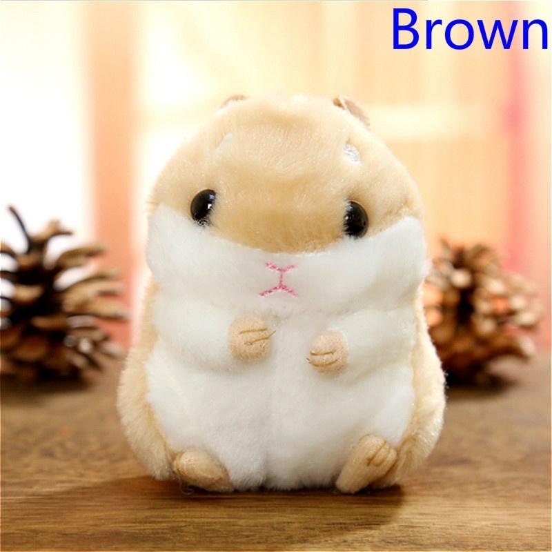 Kawaii Cute Soft Hamster Keyrings Keychains Faux Rabbit Fur Pompom Fluffy Trinkets Car Handbag Pendant Key Chian Ring Holder