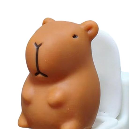 Mini Cartoon Capybara Figurine Cute Capybara Sitting on Toilet Miniature Decoration for Home Office Desk Car Dashboard Decor