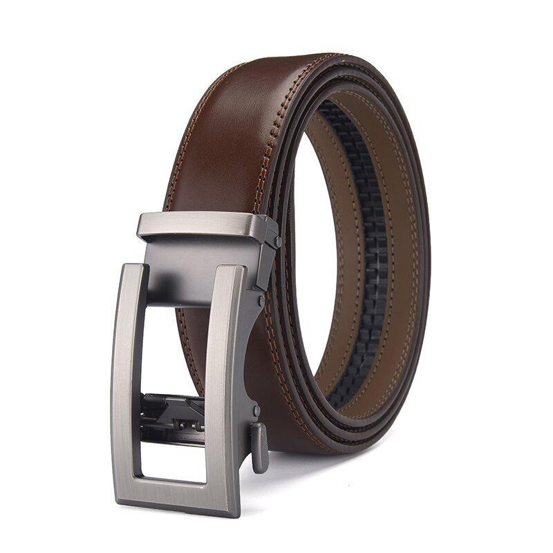 Belt Men'S Leather Alloy Automatic Buckle Two-Layer Cowhide Business Waist Seal Leather Belt Men'S Belt