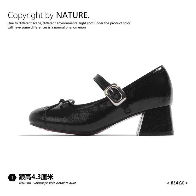 

Soft leather version Mary Jane shoes women s 2025 summer new retro bow thick heel high heels ballet temperament single shoes 35