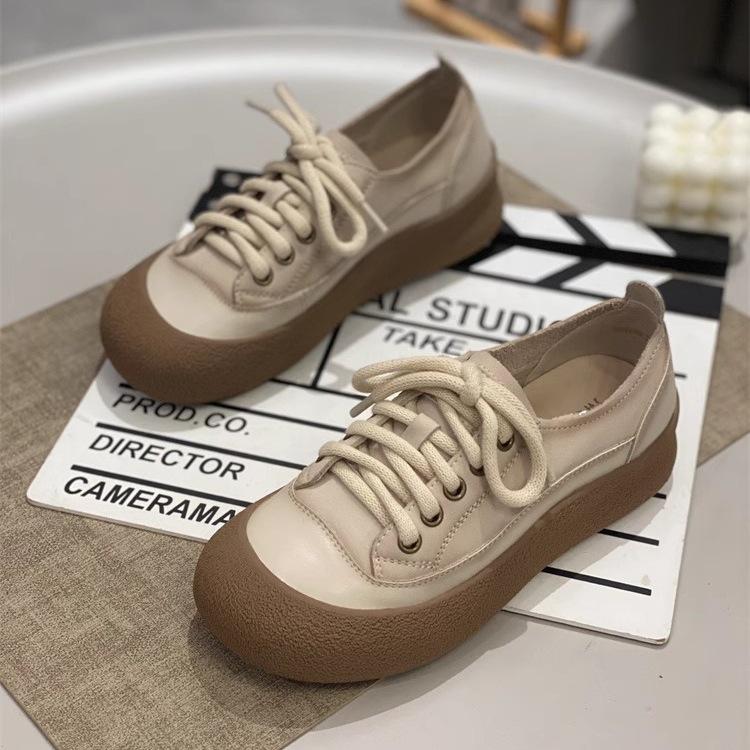 Retro ugly cute thick baseplate shoes women's autumn 2025 new soft sole versatile popular white shoes casual big head shoes