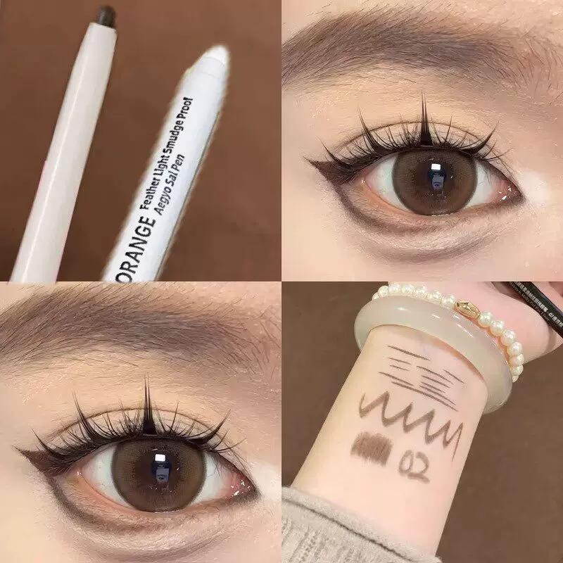 Soft and Atmospheric Eyeliners! Double-Ended Aegyo-Sal Eyeshadow Pen with Brightening Pearlescent Waterproof Matte Finish In Pink-Brown for Women