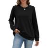 Women's Casual Fashion Solid Color Neck Long Sleeve Sweatshirt Lightweight Pullover With Side Pockets Warm Sweatshirt