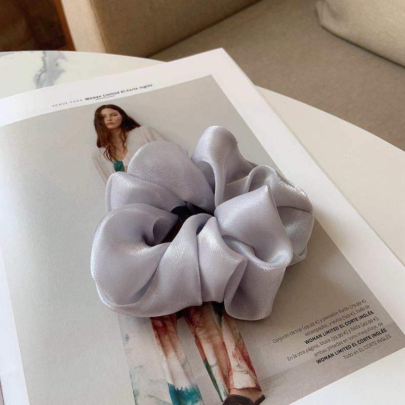 Haarring aus Satin im koreanischen Stil in Volltonfarbe – Haargummi aus schimmerndem Garn