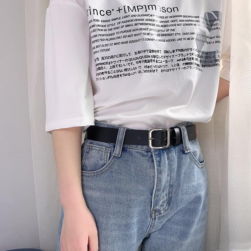 

Корейский шик Ретро Прямоугольная серебряная пряжка Женский широкий ремень для джинсов 100cm