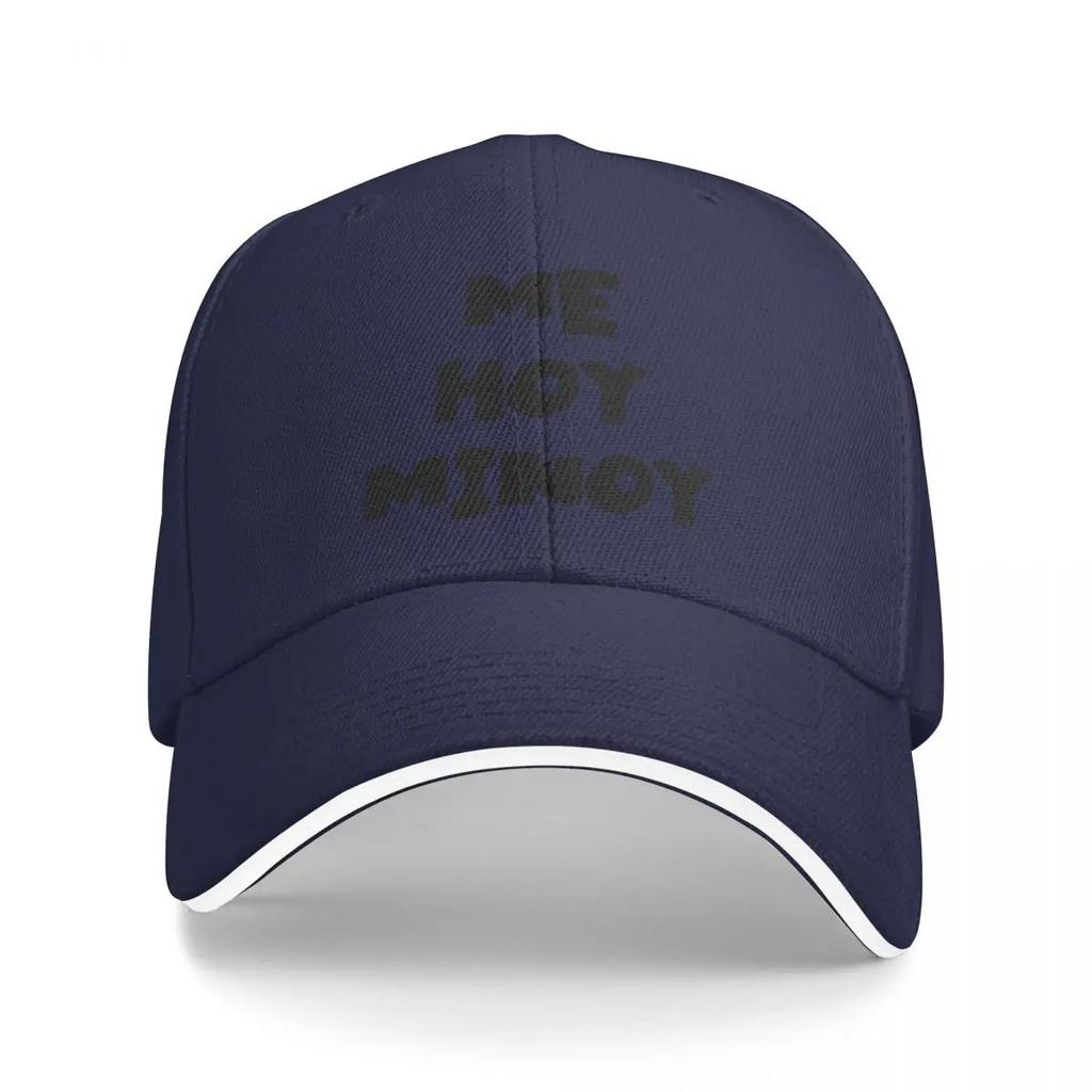 Me Hoy Minoy Text Monochrome White Baseball Cap Unique Hats Vintage Luxury Hat Men's Hats Women's