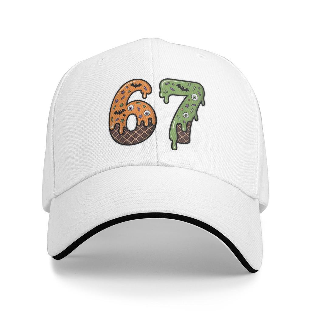 67 Sorvete Halloween 67 Meme Engraçado Seis Sete Geração Alfa 67 Sol Boné de Beisebol Primavera Boné Trucker Homens Tênis Skate Boné Snapback