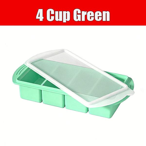 Silicone Freezer Tray With Lid Soup Cubes Freezer Container Mold 2/4 Cup Large Ice Cube Tray for Broth Soup Food Freezer Storage