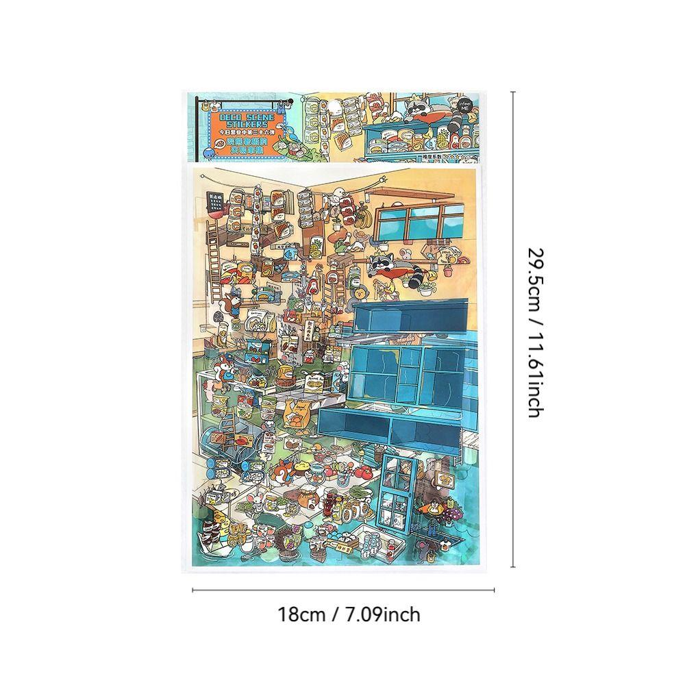 New Food Street Series Miniature Landscape Sticker PET Large Size 3D Landscape Sticker DIY Cartoon Toy Game Stickers Gift