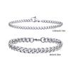 2pcs/set Cuban Chain Bracelet for Men,Waterproof Stainless Steel Miami Curb Wristband,Causal Jewelry Gift