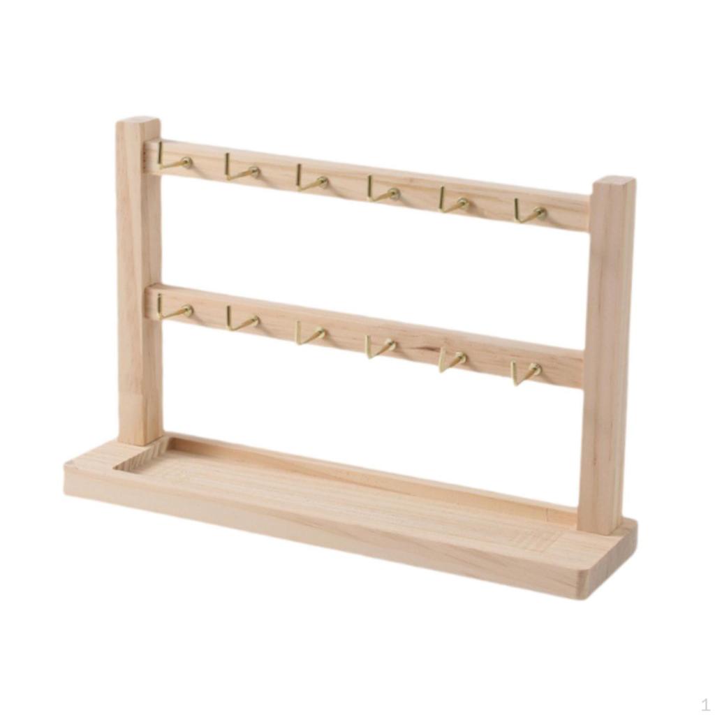 Earring Display Stand for Selling with Hooks Stable Sturdy Wood Rack Bracelets