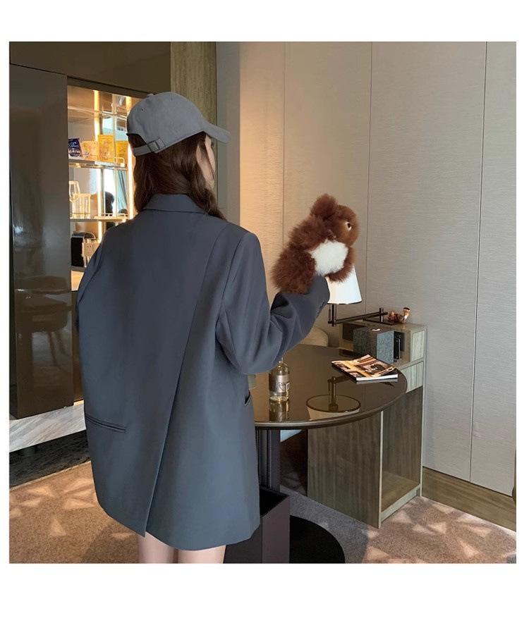 Women's Gray Petite Korean-Style Suit Jacket - Spring/Autumn 2025 Casual High-End Design