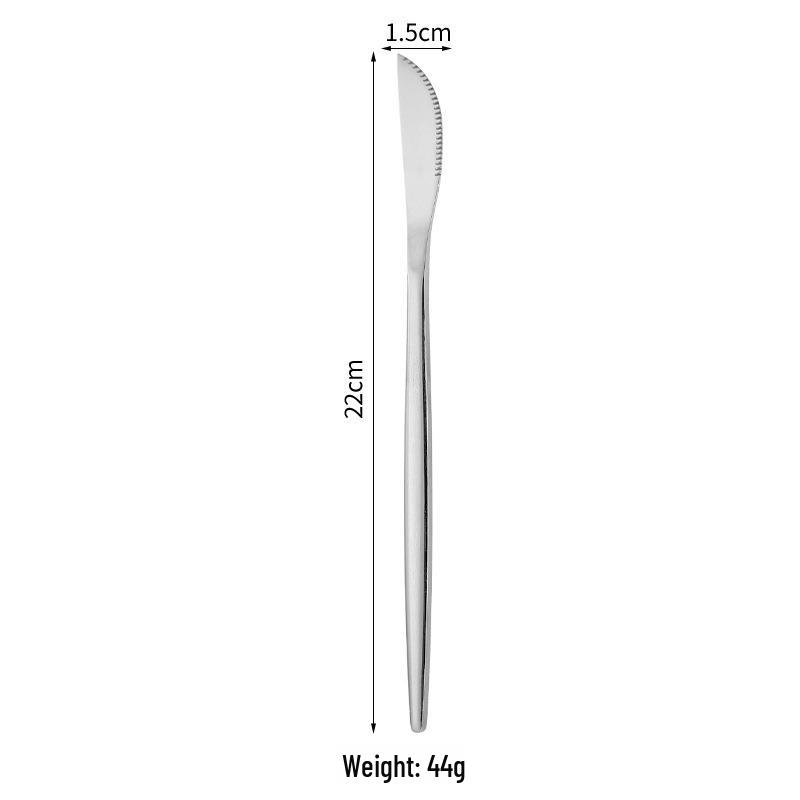 Gold Portuguese Stainless Steel Cutlery Set: Knife, Fork, and Spoon - 4-Piece Western Tableware.