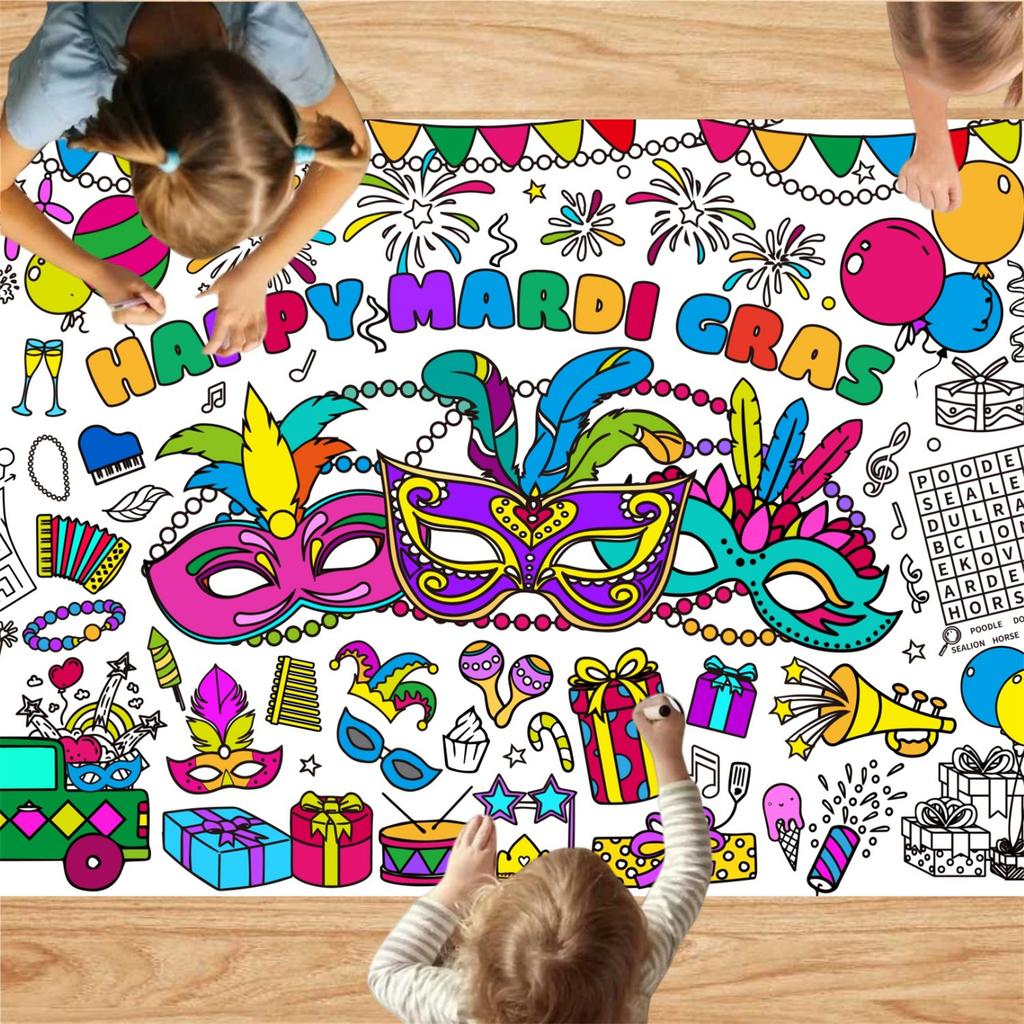 Décoration de Fête Affiche à Colorier Puzzle DIY Rouleau Graffitis Lapins Décoration de Carnaval