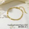 18K Gold-Plated Copper Modern Figaro Cuban Chain Hip Hop Bracelet - Versatile Daily Fashion