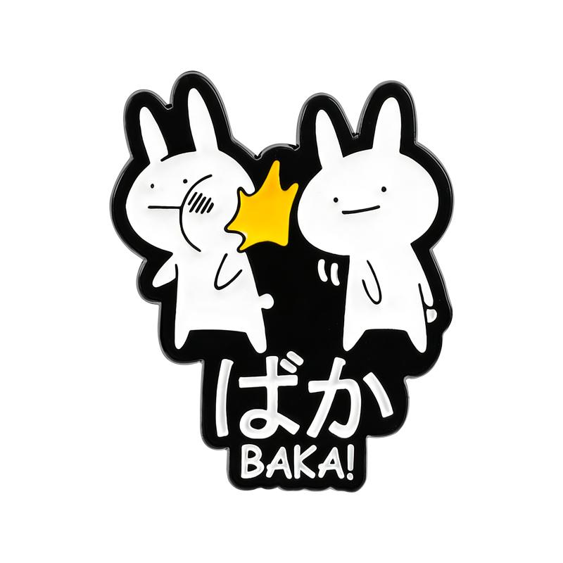 Japanese Meme Rabbit Enamel Pin BAKA Punching Rabbit Goofy Fun Cartoon Humor Cute Brooch Lapel Badge Funny Jewelry Gift