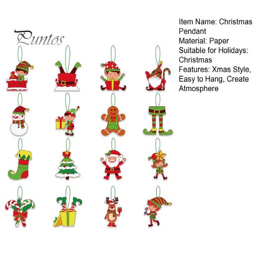 16Pcs Christmas Tree Hangers Xmas Style Easy To Hang Create Atmosphere Festive Santa Claus Decorations Pendant