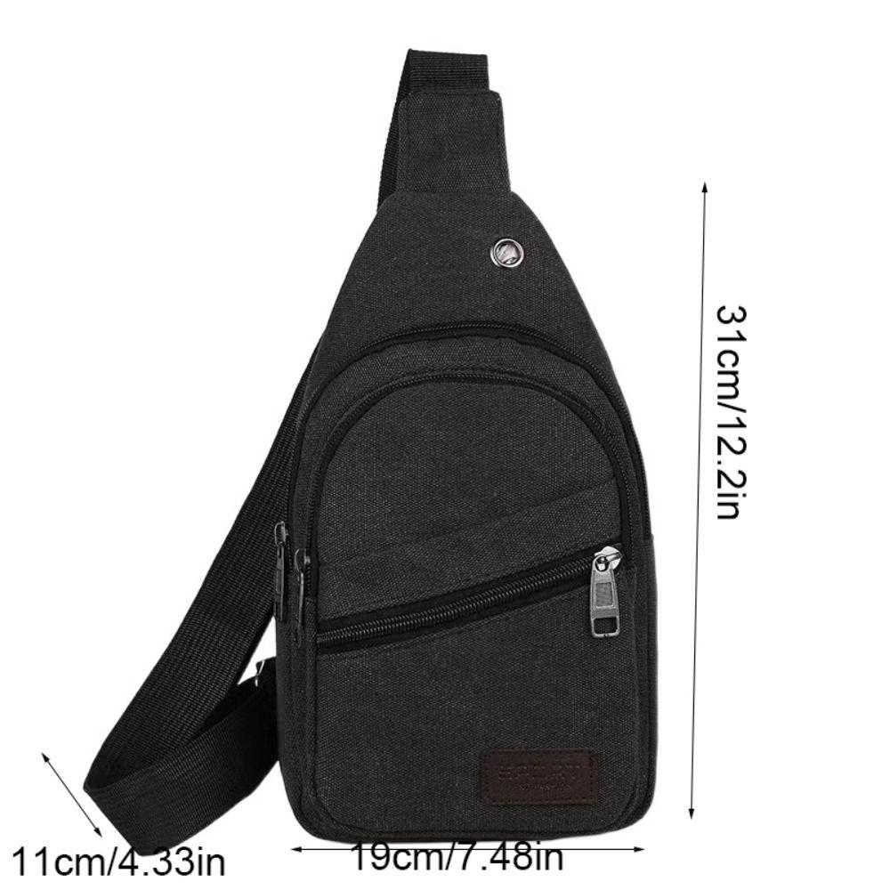 canvas Men's Chest Bag Solid Color Sports Knapsack Cool Shoulder Crossbody Bag  Outdoor