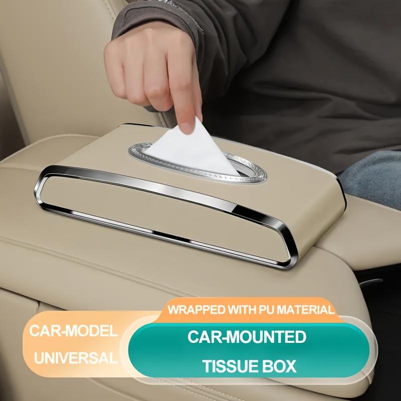 Faux Leather Car Tissue Box with Non-Slip Base Design, Essential for Various Vehicle Types, Enhances The Interior Aesthetics, Easy To Clean