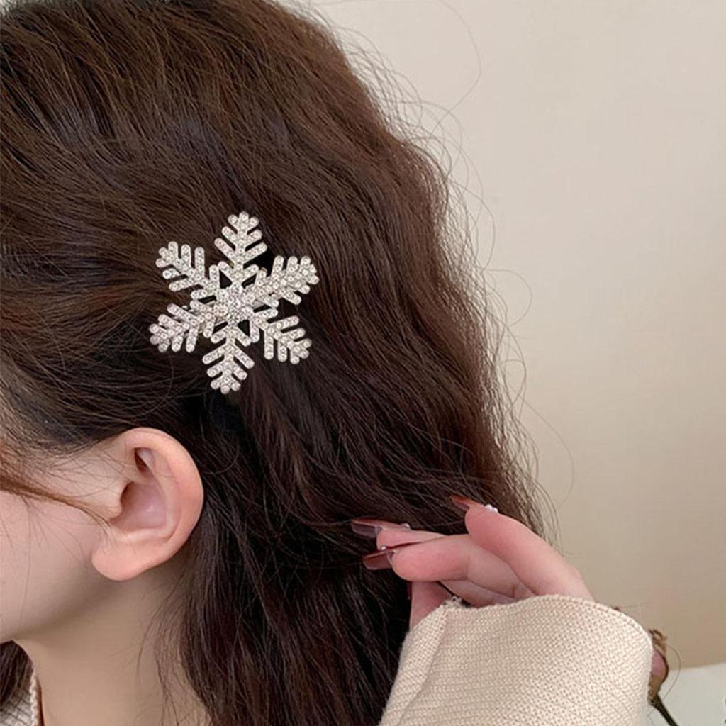 Winter Snowflake Rhinestone Hair Clip - No Damage, Fresh & Sweet for Parties and Christmas