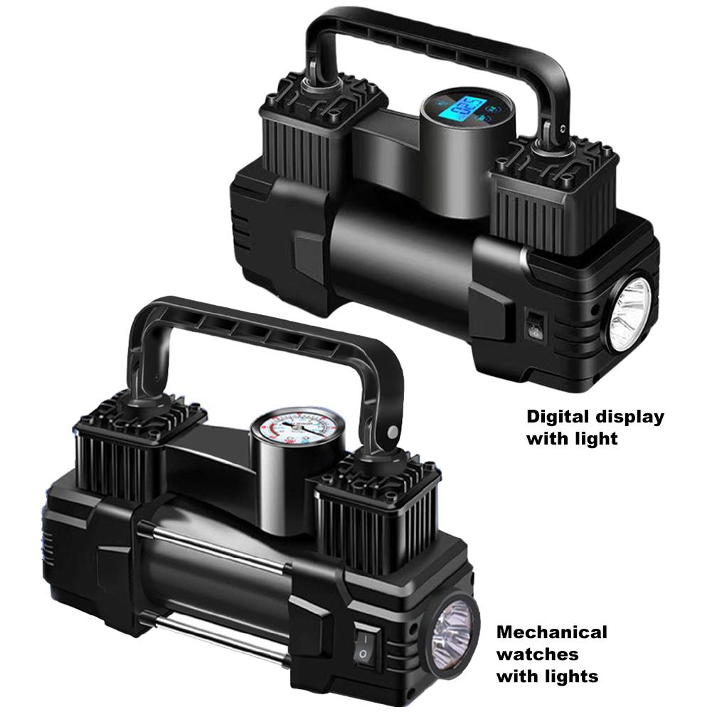 12V 150PSI Portable Air Compressor with Pressure Gauge Electric Tire Inflator Dual Cylinder Car Electric Air Pump with LED Light