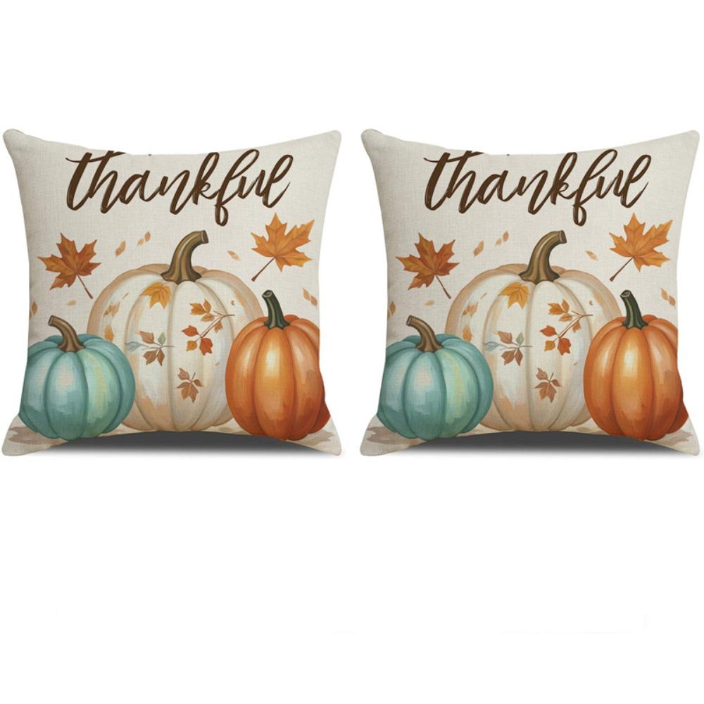 

2Pcs Luxury Flax Cushion Cover Soft Sofa Pillowcase Thanksgiving Decoration Pillow Shell Cushions Style 1