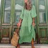 Bohemian Style Printed Lantern Sleeve Loose Maxi Dress For Casual Travel Women