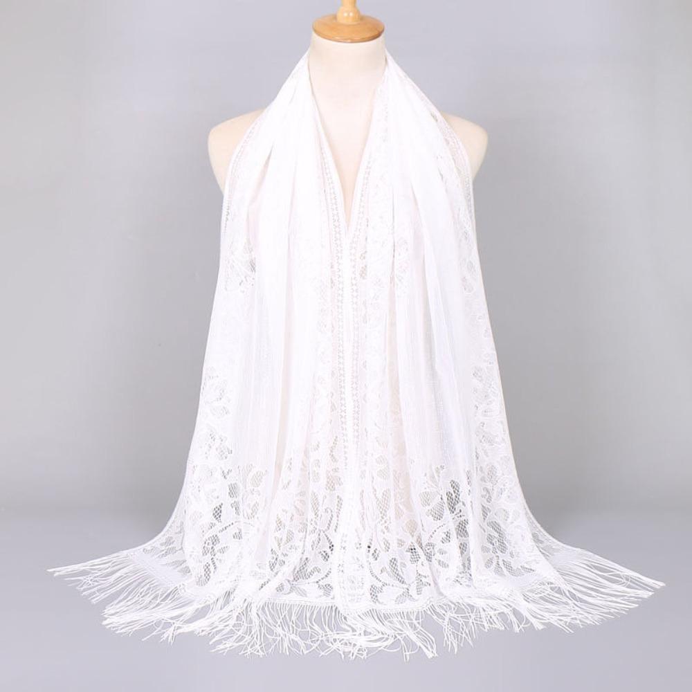 Breathable Hollow Women Lace Shawl Tassel Mesh Yarn Summer Wraps Shawl Comfortable Hijab Cover Wedding Shawl