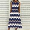 Oversized Women Sleeveless Round Neck Dress Elegant Scattered Bouquet Flowy Calf Length Gown