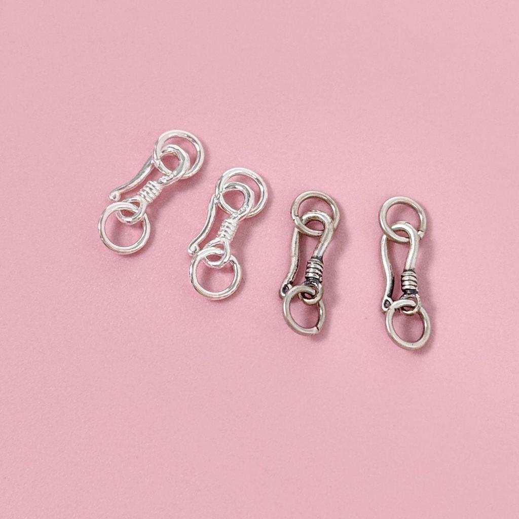 S925 Sterling Silver Fish Hook Clasp for Jewelry Making - Retro Bead Stringing & Necklace DIY Accessories