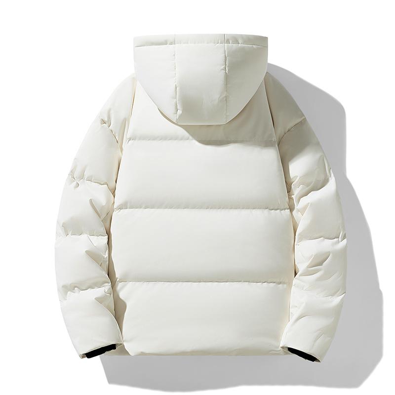 Winter new men's Korean solid color hooded white duck down warm and versatile down jacket couple men's and women's jackets