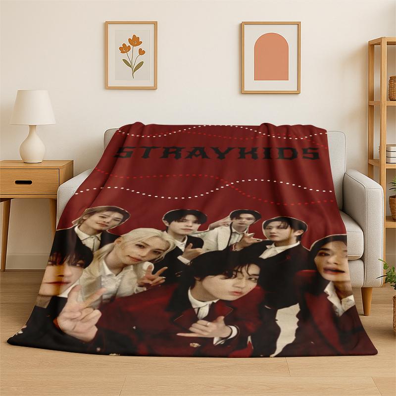 Kpop Stray Kids Muziek Ster Flanellen Deken Zacht Warme Plaid voor Slaapkamer Woonkamer Bed Reizen Kamperen Picknick Cadeau
