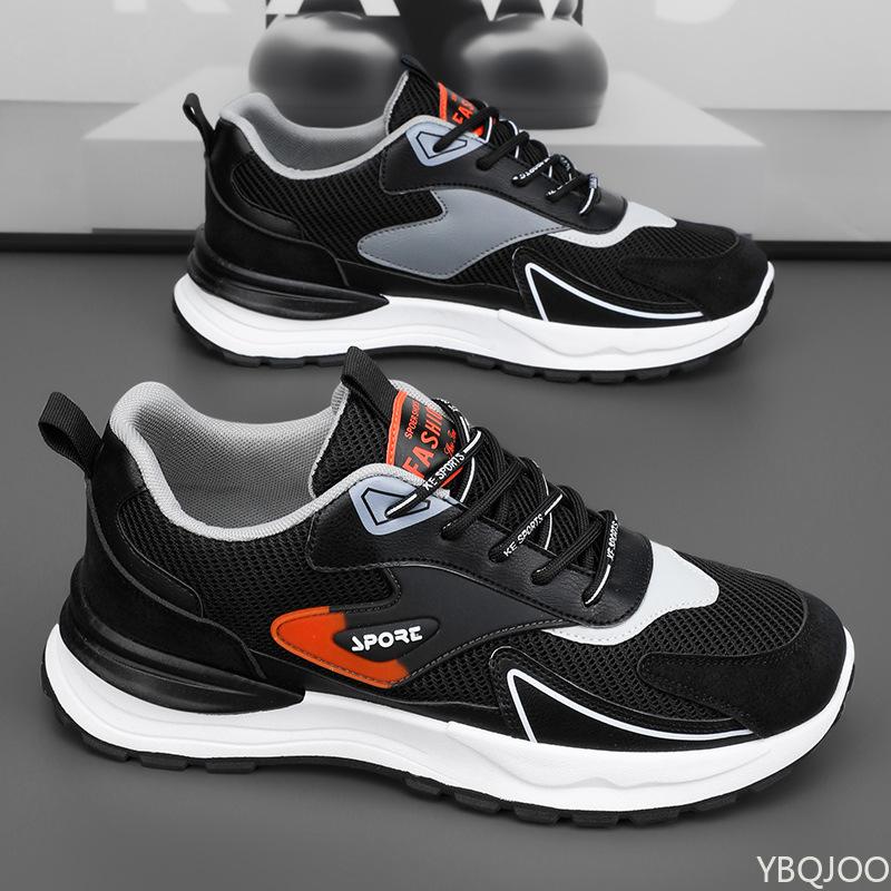 Spring  Autumn New Breathable comfortable Mesh Sneakers MenTrendy Versatile Thick Bottom Casual Running Shoes