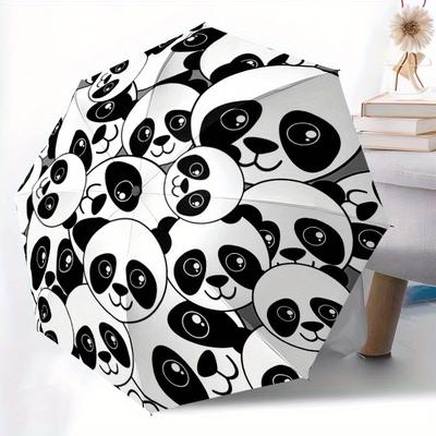 1pc Panda Pattern Automatic Open/close, All-Season Portable Folding Umbrella, Travel, Everyday, Formal Events - Compact Luxury Parasol, Outdoor Access