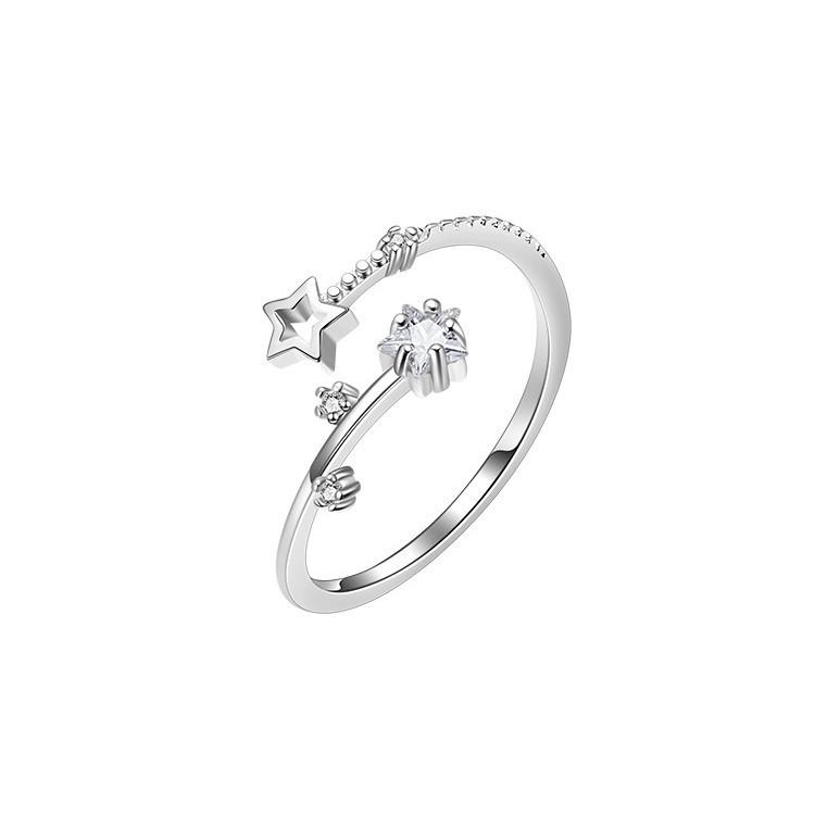 Adjustable Light Luxury Zircon Star Ring – Japanese & Korean Style