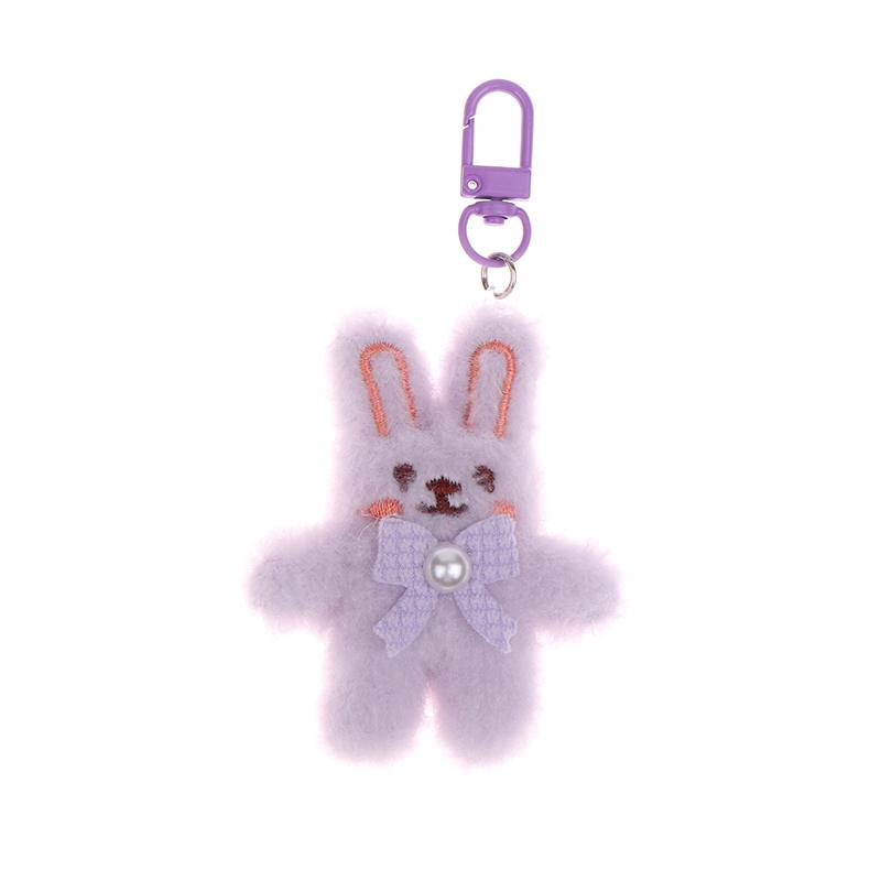 Bowknot Rabbit Plush Pendant Cartoon Bunny Keychain Soft Stuffed Doll Car Key Ring Backpack Bag Decor