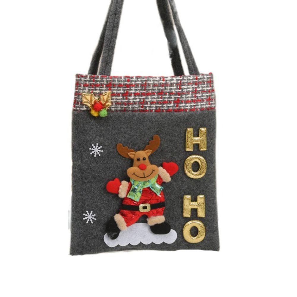 

Фланелевые рождественские сумки-тоут, мультяшные конфетные мешки, прочные подарочные мешки для детей, рождественские подарки серый